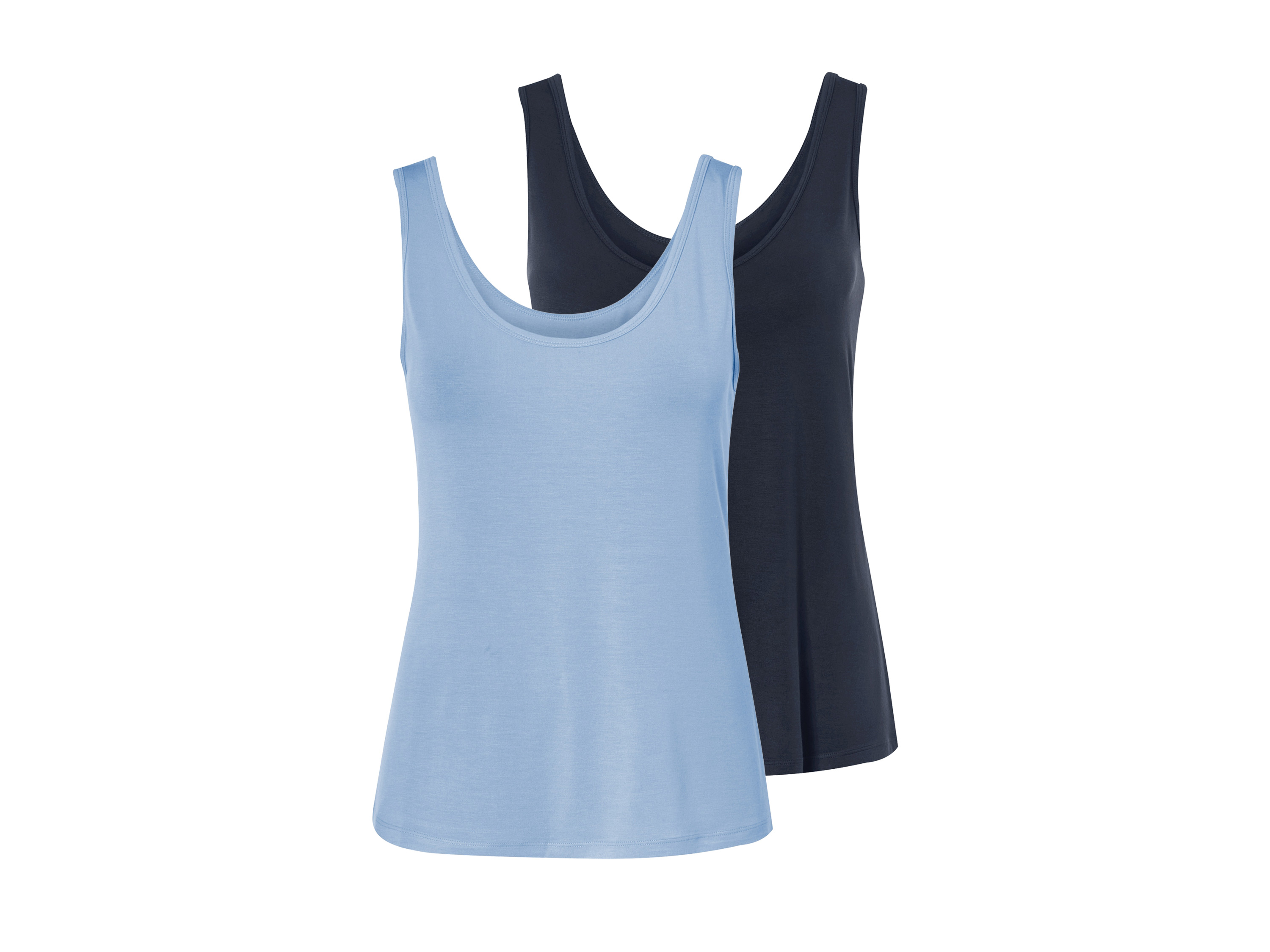 esmara® Lot de 2 débardeurs femme (bleu marine/bleu clair, XL(46/48))