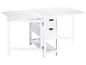 Table pliante blanche avec deux tiroirs.