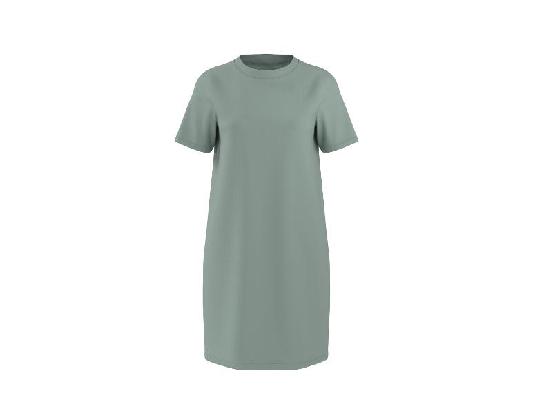Robe t-shirt midi unie vert sauge à manches courtes