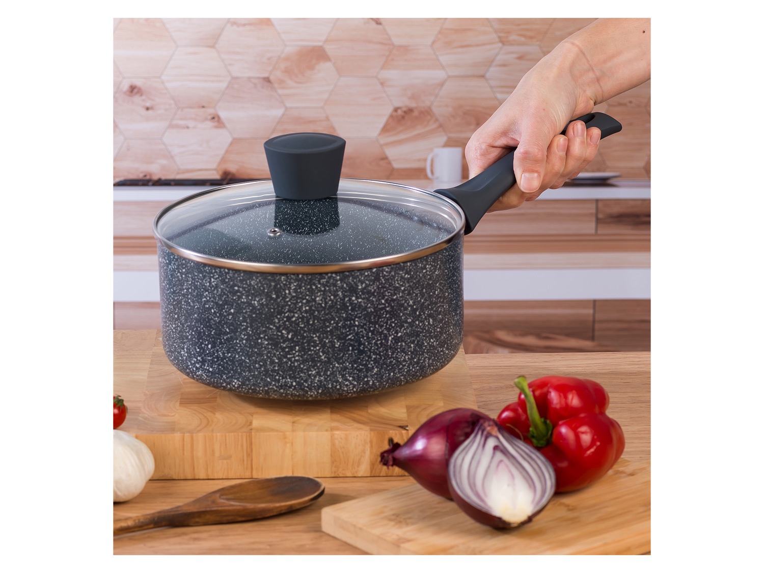 Russell Hobbs Wok casserole à manche sauteuse ou casserole Aluminium Nightfall Collection Marble poêle 30 cm - vue 9