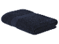 Serviette de bain bleu marine, douce et absorbante.