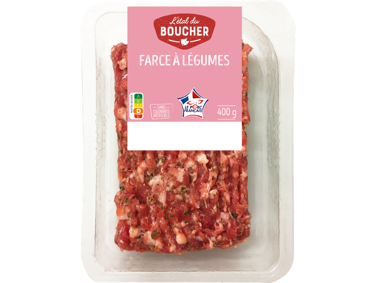 Farce à légumes de porc emballée, 400 g