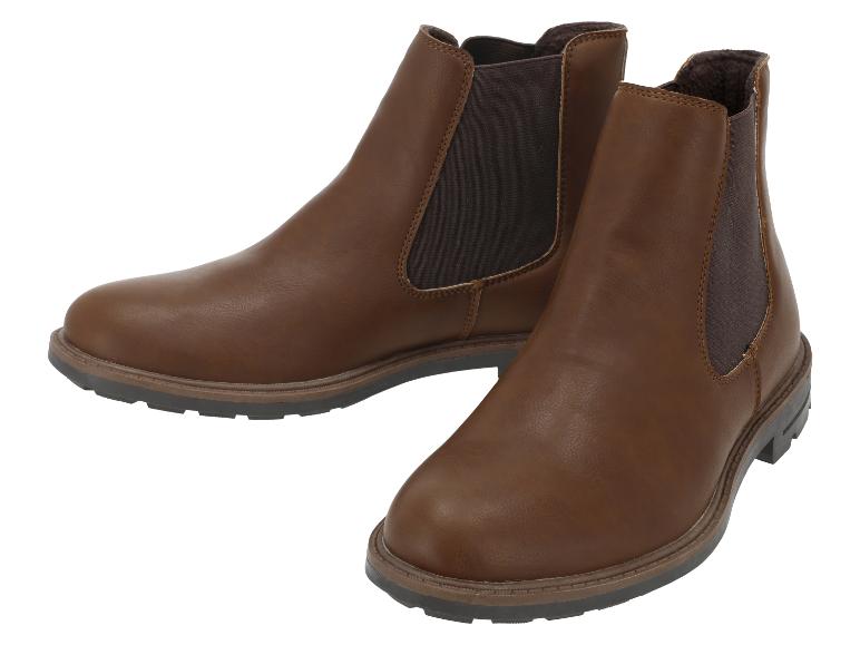 Bottes Chelsea marron pour hommes avec empiècements élastiques.