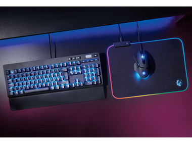 SILVERCREST® Tapis de souris gaming antidérapant, avec éclairage RVB