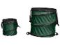 Deux sacs de jardin pliables verts, un plus petit et un plus grand.