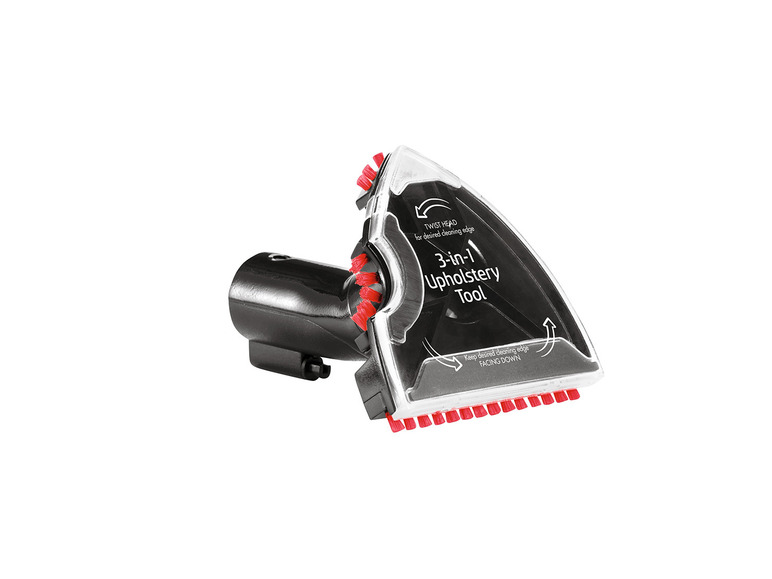 Un outil de tapisserie 3 en 1 avec une tête rotative pour différentes bordures de nettoyage.