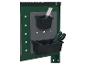 Support d'atelier vert avec des bacs noirs pour outils.