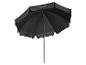 Parasol de plage noir ouvert sur fond blanc