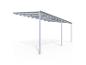 Un carport ou une couverture de terrasse en métal blanc sur fond blanc.