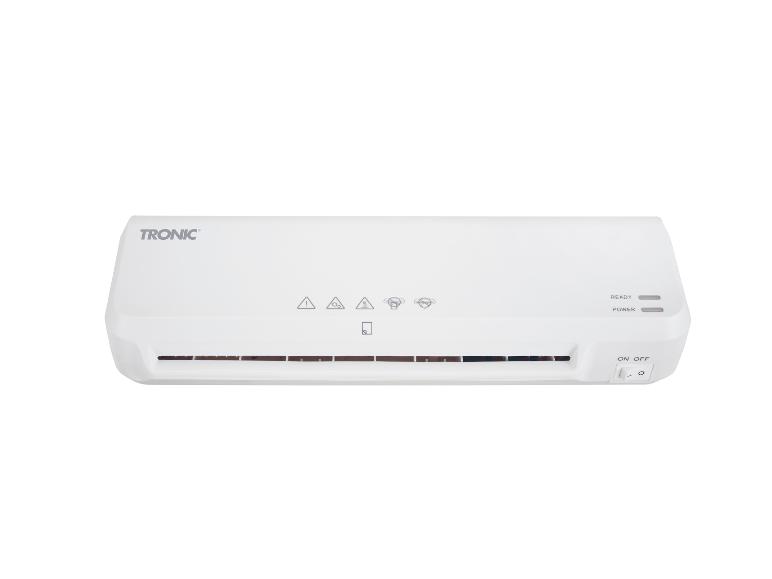 Plastifieuse TRONIC blanche avec interrupteur et voyants lumineux.