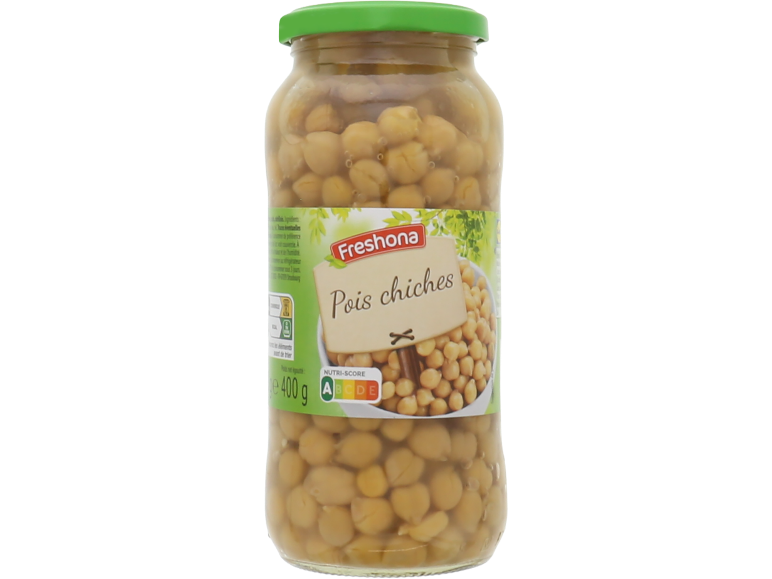 Bocal de pois chiches Freshona de 400 g avec Nutri-Score A.