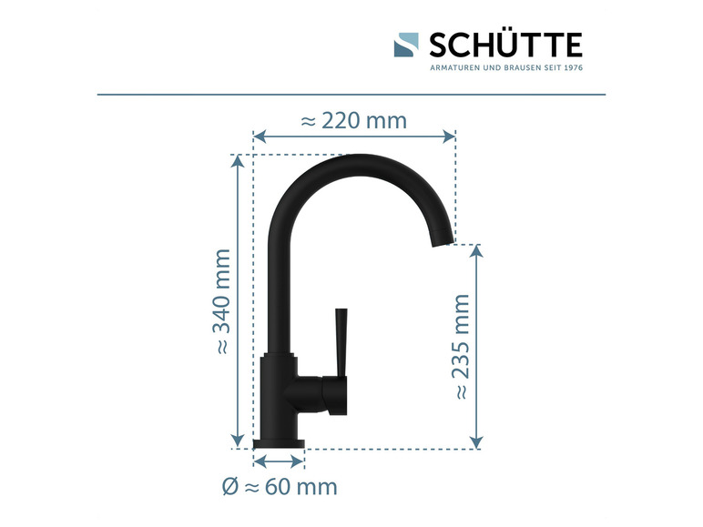 Aller en mode plein écran : Schütte Mitigeur robinet de cuisine CORNWALL, basse pression, avec bec courbé - Image 10
