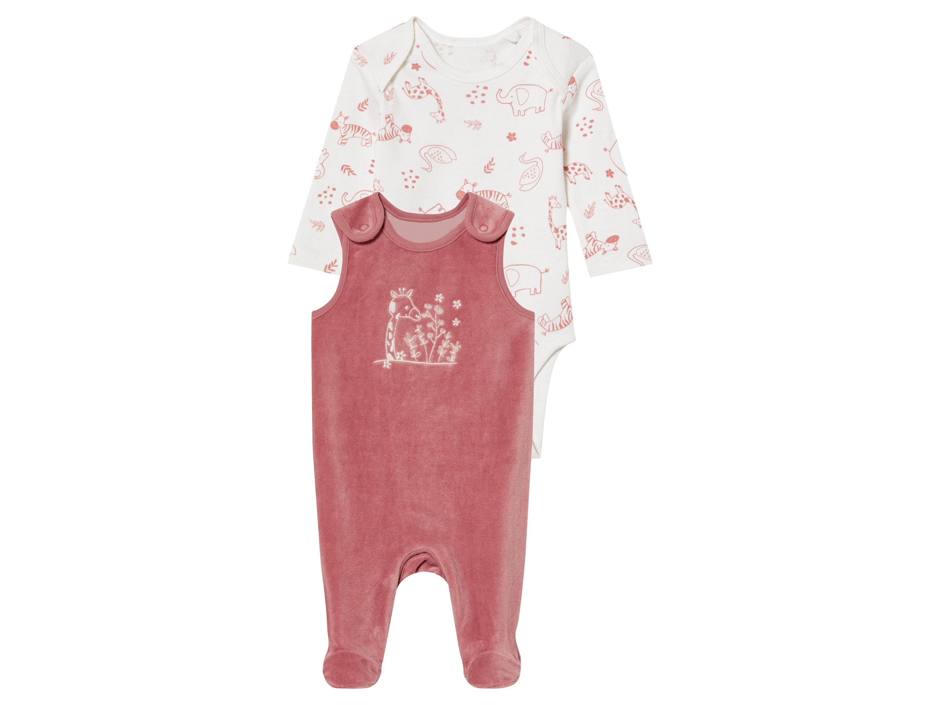 lupilu® Ensemble bébé (62/68, Motif blanc/rose)