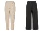 Deux pantalons élégants, un beige et un noir.