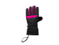 Gant de ski noir et rose avec manchette ajustable et logo.