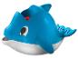 Jouet de bain dauphin bleu avec balles rouges.