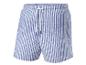 Shorts de bain rayés bleu et blanc.