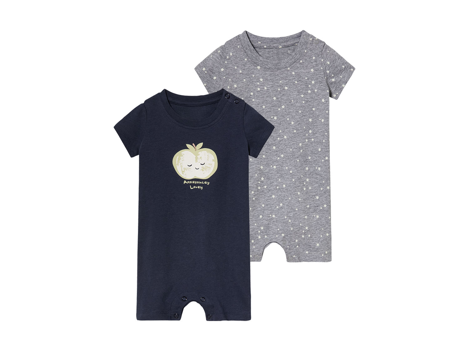 lupilu® Lot de 2 pyjamas bébé (50/56, gris/bleu marine)