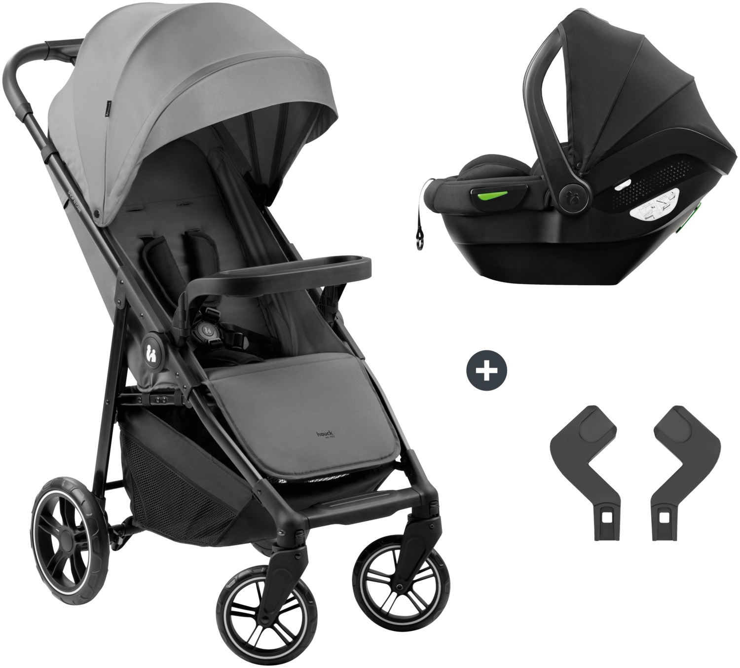Hauck HAUK - Ensemble de voyage 2-en-1 Shop N Care - Poussette + Siège auto + adaptateurs - 4 roues