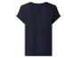 T-shirt femme bleu marine à manches courtes avec texture tricotée, vue arrière.