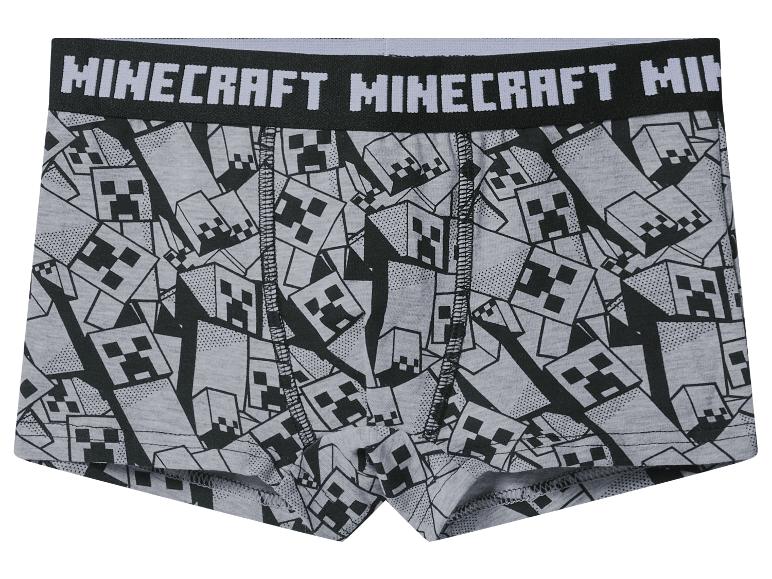 Caleçon gris Minecraft pour garçons avec motif Creeper et logo Minecraft sur la ceinture.