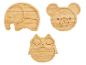 Assortiment d'assiettes enfant en bambou : éléphant, ours et hibou.