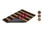 Paillasson rayé marron avec texte rouge 'COOL PEOPLE LIVE HERE' et échantillons de design.