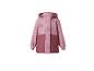 Veste rose pour enfant avec capuche et imprimés arc-en-ciel et cœurs.