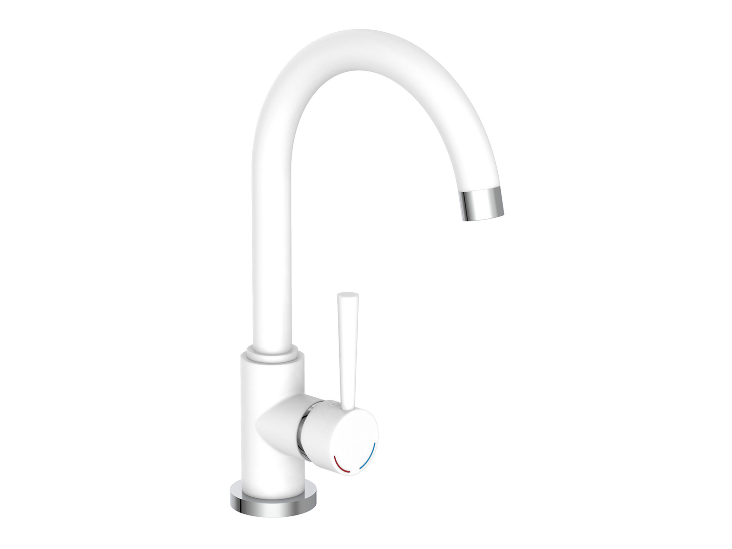 Schütte Mitigeur robinet de cuisine CORNWALL, avec bec courbé (Blanc/Chromé)