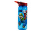 Une gourde d'eau bleue avec une paille, avec Mario et Luigi dessus.
