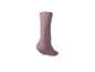 Chaussette rose clair unie avec texture tricotée, vue de côté.