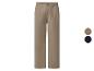 Pantalon beige pour homme avec taille élastique et poches latérales, avec échantillons de couleur beige et bleu marine.