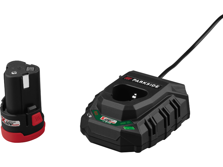 Chargeur et batterie 12V pour outils électriques.