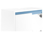 Armoire de salle de bain blanche avec panneau arrière bleu et portes