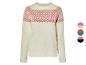 Un pull blanc à manches longues avec un motif géométrique.