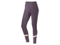 Leggings violettes avec des détails blancs pour le sport.