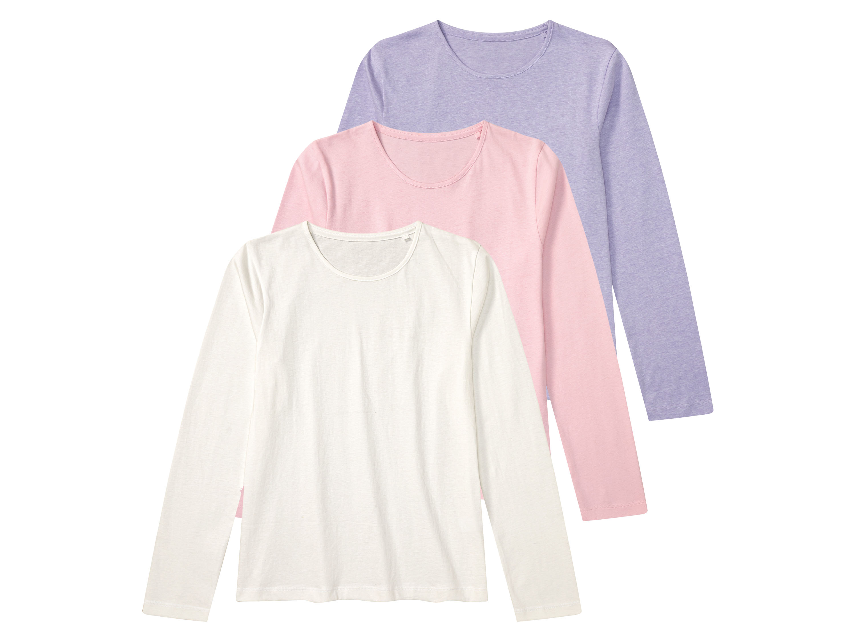 pepperts!® Lot de 3 t-shirts manches longues fille (violet, rose et blanc )