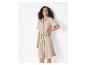 Robe chemise en lin beige pour femme avec ceinture