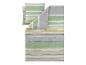 Parure de lit rayée verte, grise et beige