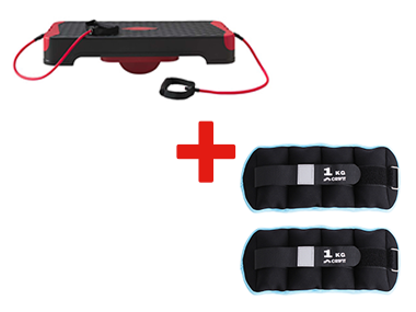 CRIVIT Lot de 2 bandes lestées de 1 kg + Planche de step 3-en-1