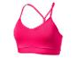 Un soutien-gorge de sport rose avec des bretelles fines.
