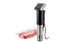 Appareil sous vide et viande emballée sous vide avec du romarin.