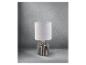 Lampe de table moderne avec abat-jour blanc et base en céramique grise.