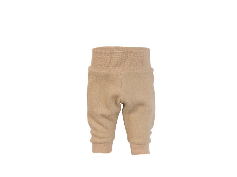 Pantalon de bébé beige en laine avec taille haute et bords côtelés