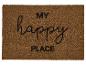 Paillasson marron avec le texte « MY happy PLACE » en noir.
