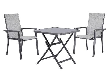 LIVARNO® Table de jardin + Lot de 2 fauteuils en aluminium Houston