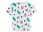 T-shirt enfant avec imprimés animaux (ours, raton laveur, crocodile) et lettres.