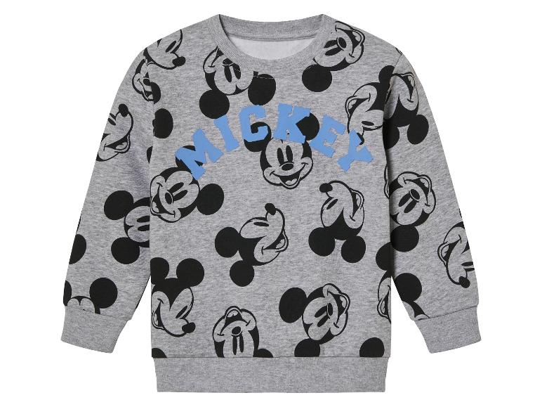 Un sweat-shirt gris à manches longues avec Mickey Mouse.