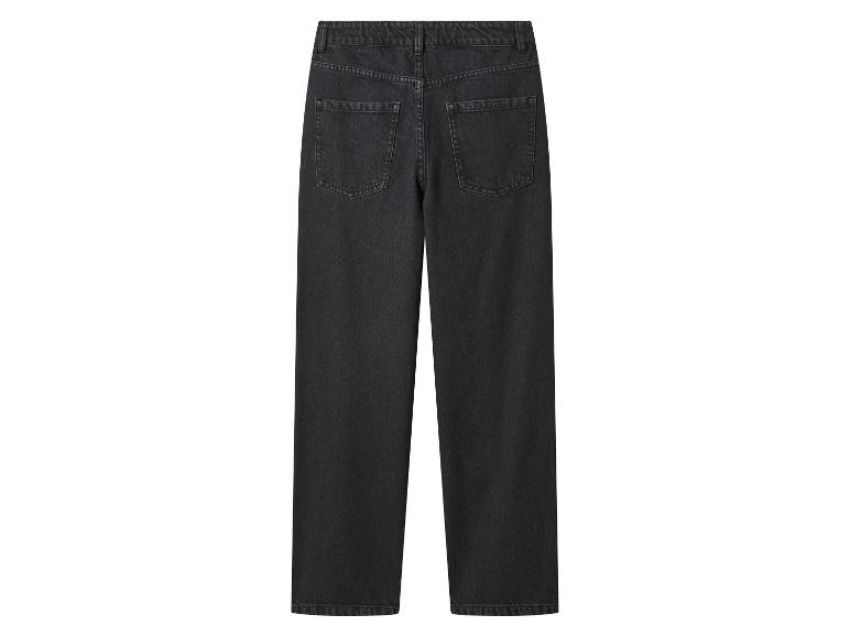 Jean droit en denim noir avec poches arrière