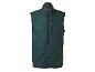 Gilet de course sans manches vert foncé avec fermeture éclair noire et détails réfléchissants.